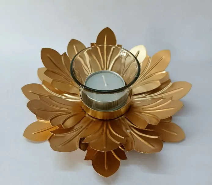 Gold Leaf Candle Holder
